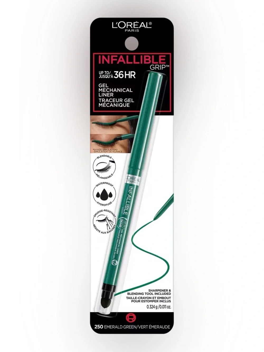 L'Oréal Infallible Grip Gel Mechanical Liner- Emerald Green, NEW